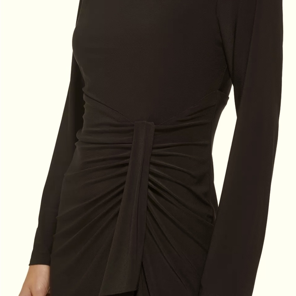 DKNY Side-Ruched Long-Sleeve Knit holiday Dress